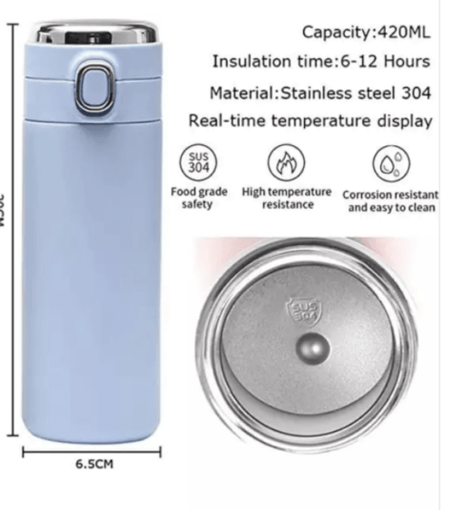 Vacuum Insulated Tea Coffee Hot & Cold Thermos Flask with LED Temperature Display SUS304 Stainless Steel Flask 420ml - Image 2
